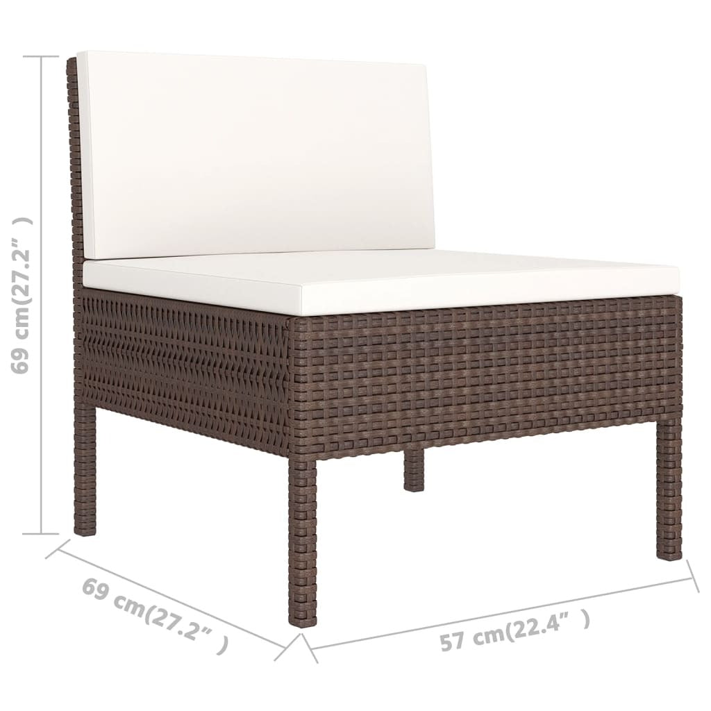 12 Piece Patio Lounge Set with Cushions Poly Rattan Brown