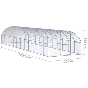 Outdoor Chicken Coop 9.8'x39.4'x6.6'Galvanized Steel