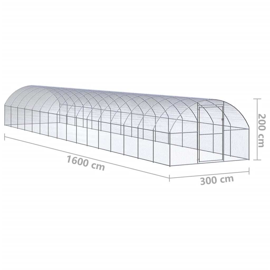 Outdoor Chicken Coop 9.8'x52.5'x6.6'Galvanized Steel