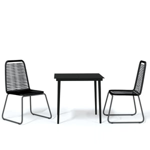 3 Piece Patio Dining Set Black