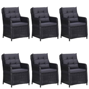 7 Piece Patio Dining Set Black
