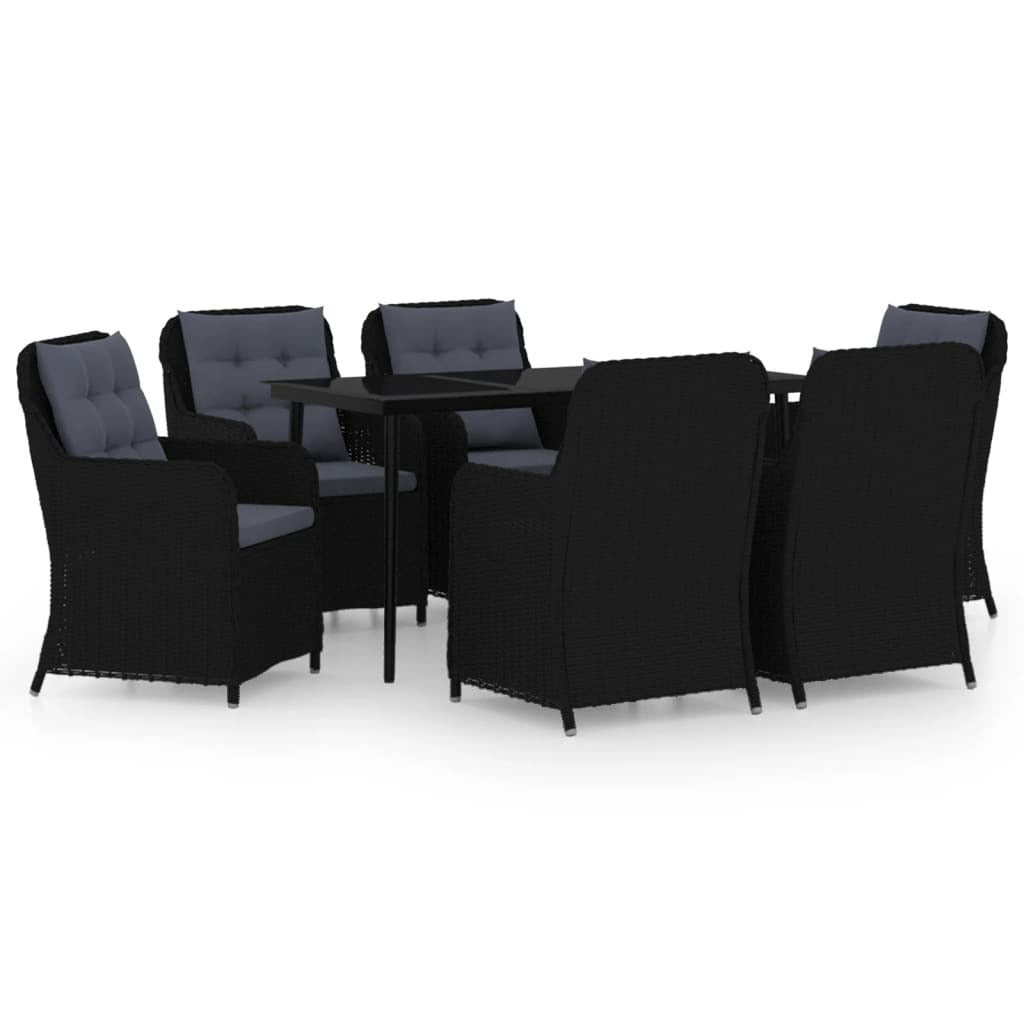 7 Piece Patio Dining Set Black