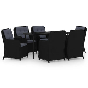 7 Piece Patio Dining Set Black