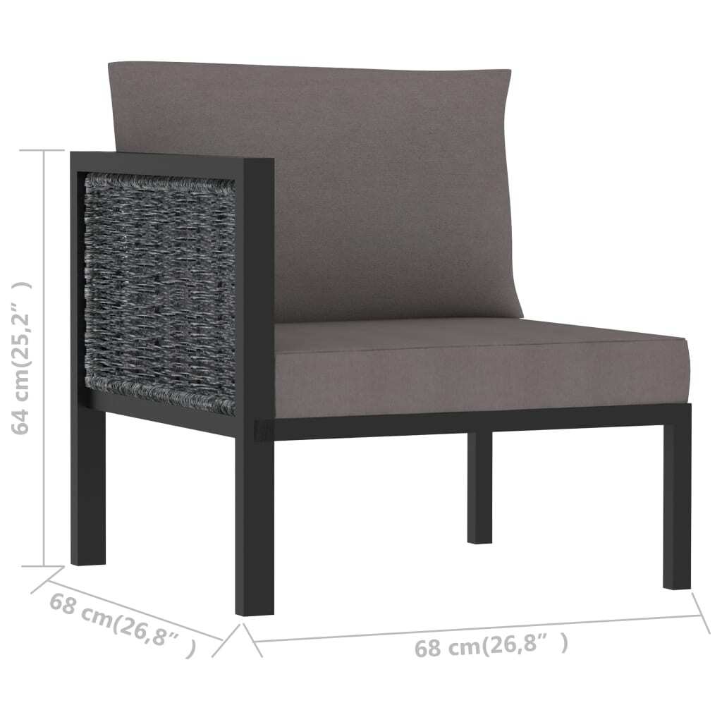 Sectional Corner Sofa with Right Armrest Poly Rattan Anthracite
