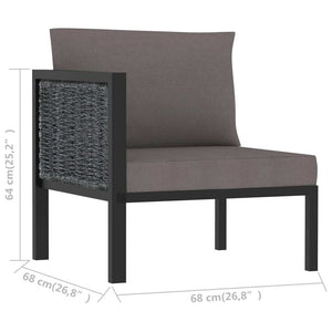 Sectional Corner Sofa with Right Armrest Poly Rattan Anthracite