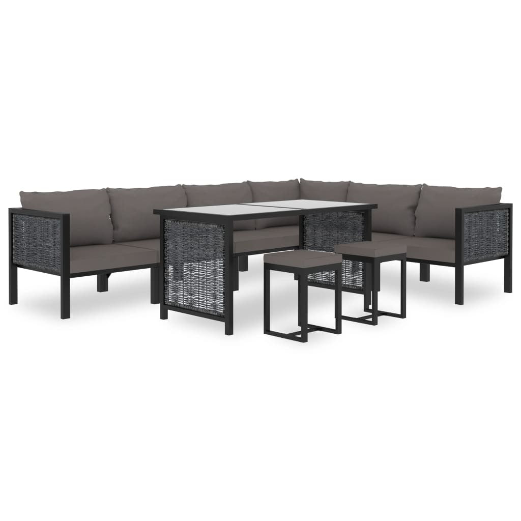 Sectional Corner Sofa with Right Armrest Poly Rattan Anthracite