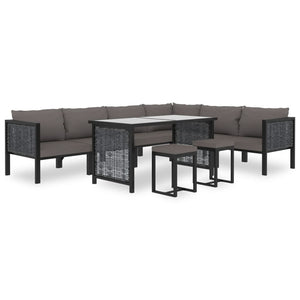 Sectional Corner Sofa with Right Armrest Poly Rattan Anthracite
