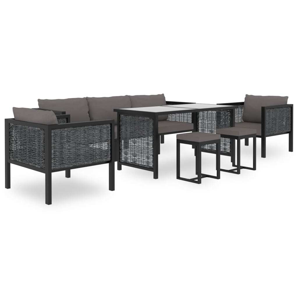 Sectional Corner Sofa with Right Armrest Poly Rattan Anthracite