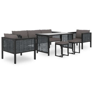 Sectional Corner Sofa with Right Armrest Poly Rattan Anthracite