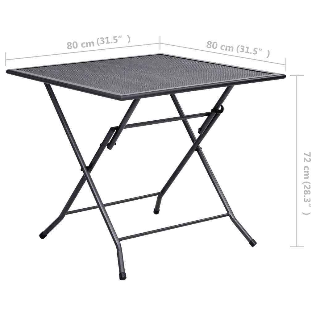 Folding Mesh Table 31.5"x31.5"x28.3" Steel Anthracite