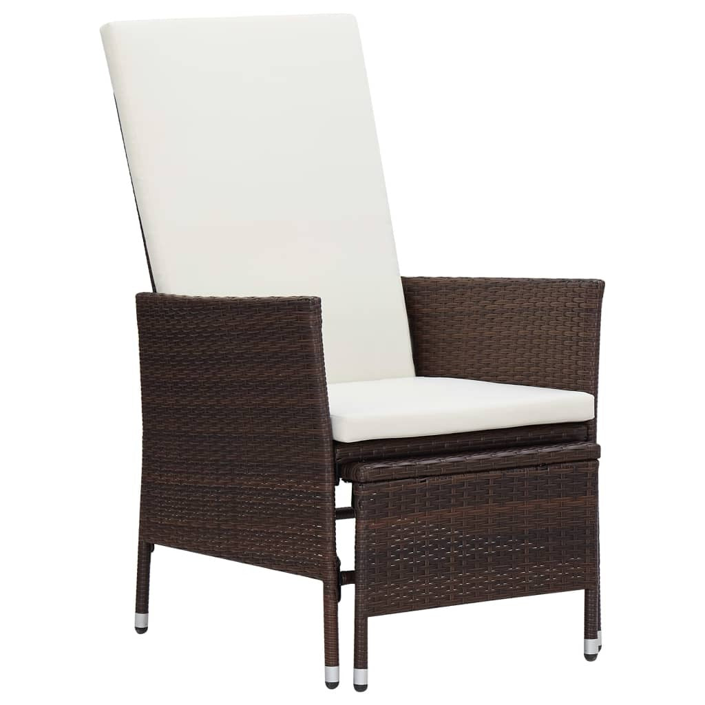 2 Piece Patio Lounge Set with Cushions Poly Rattan Brown