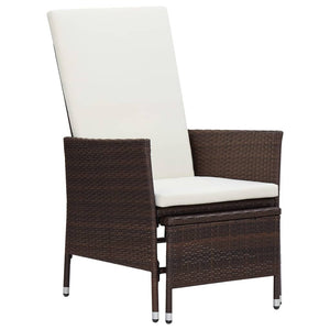 2 Piece Patio Lounge Set with Cushions Poly Rattan Brown