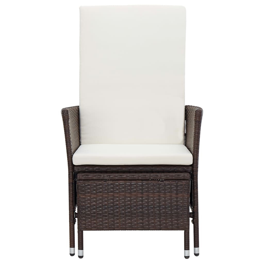 2 Piece Patio Lounge Set with Cushions Poly Rattan Brown