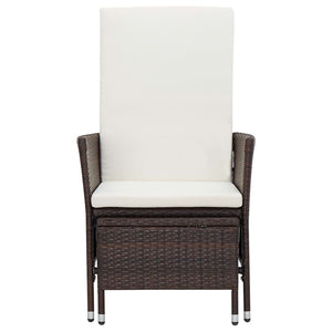 2 Piece Patio Lounge Set with Cushions Poly Rattan Brown