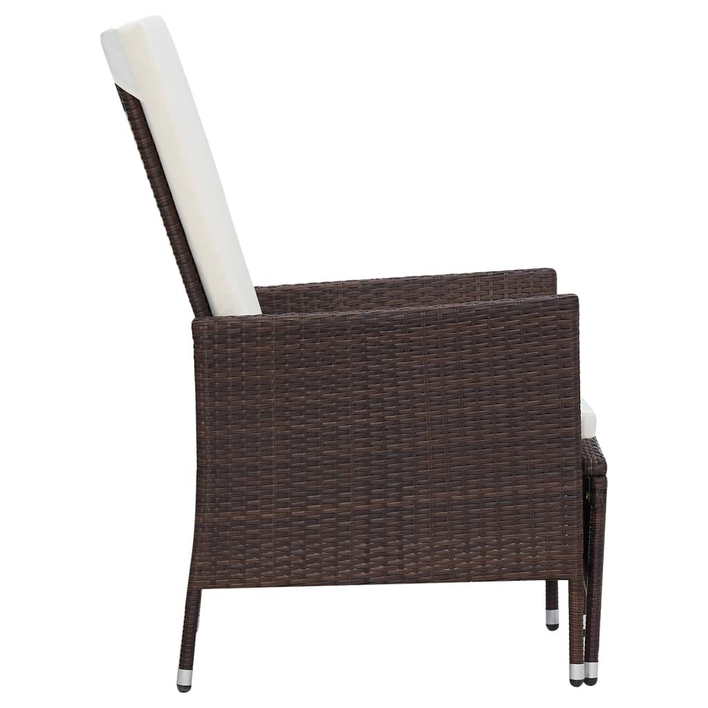 2 Piece Patio Lounge Set with Cushions Poly Rattan Brown
