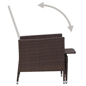 2 Piece Patio Lounge Set with Cushions Poly Rattan Brown