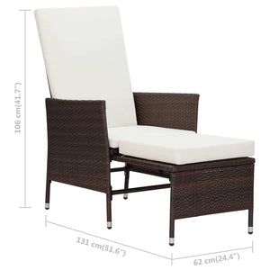 2 Piece Patio Lounge Set with Cushions Poly Rattan Brown