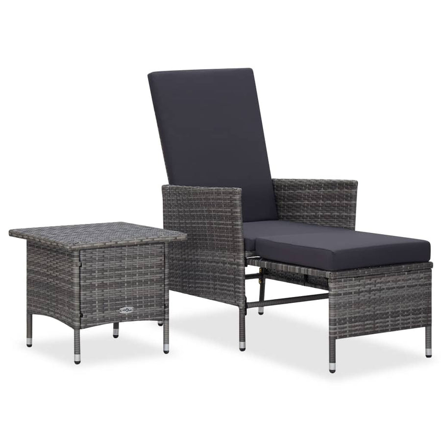 2 Piece Patio Lounge Set with Cushions Poly Rattan Gray
