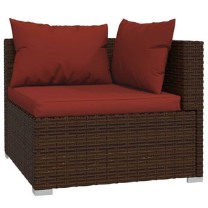 8 Piece Patio Lounge Set with Cushions Brown Poly Rattan