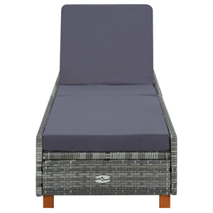 Sunbed with Cushion Poly Rattan Gray