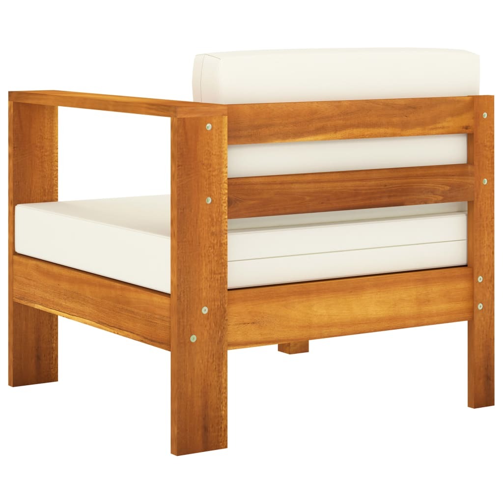Middle Sofa with 1 Armrest Cream White Solid Acacia Wood