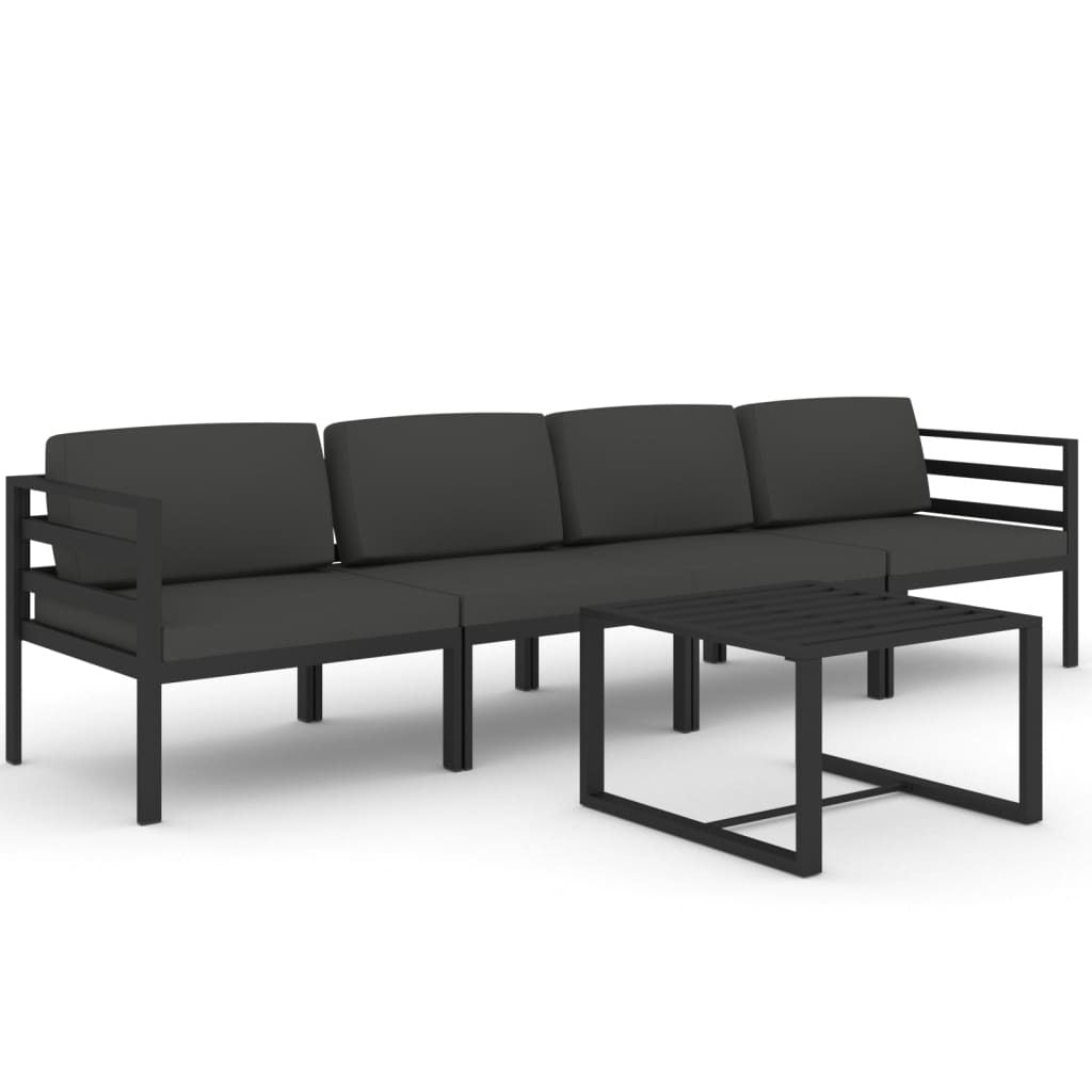 5 Piece Patio Lounge Set with Cushions Aluminum Anthracite