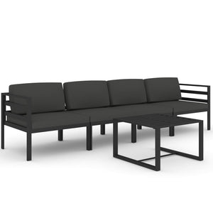 5 Piece Patio Lounge Set with Cushions Aluminum Anthracite