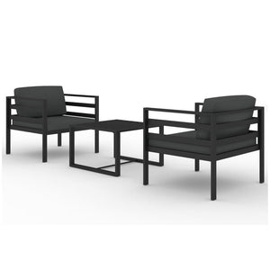 3 Piece Patio Lounge Set with Cushions Aluminum Anthracite