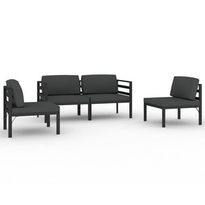 4 Piece Patio Lounge Set with Cushions Aluminum Anthracite