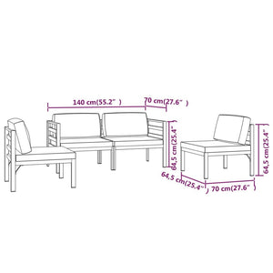 4 Piece Patio Lounge Set with Cushions Aluminum Anthracite