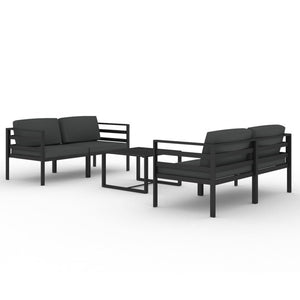 5 Piece Patio Lounge Set with Cushions Aluminum Anthracite