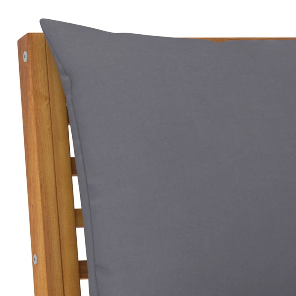 Sectional Corner Sofa with Dark Gray Cushion Solid Acacia Wood