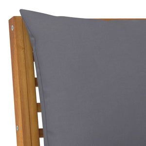 Sectional Corner Sofa with Dark Gray Cushion Solid Acacia Wood