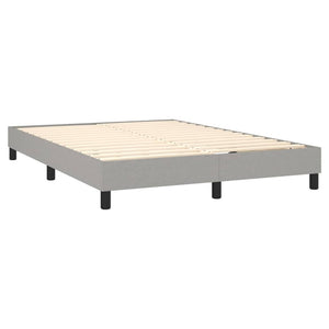 Box Spring Bed Frame Light Gray Queen Fabric (US Only)