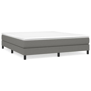 Box Spring Bed Frame Dark Gray King Fabric (US Only)