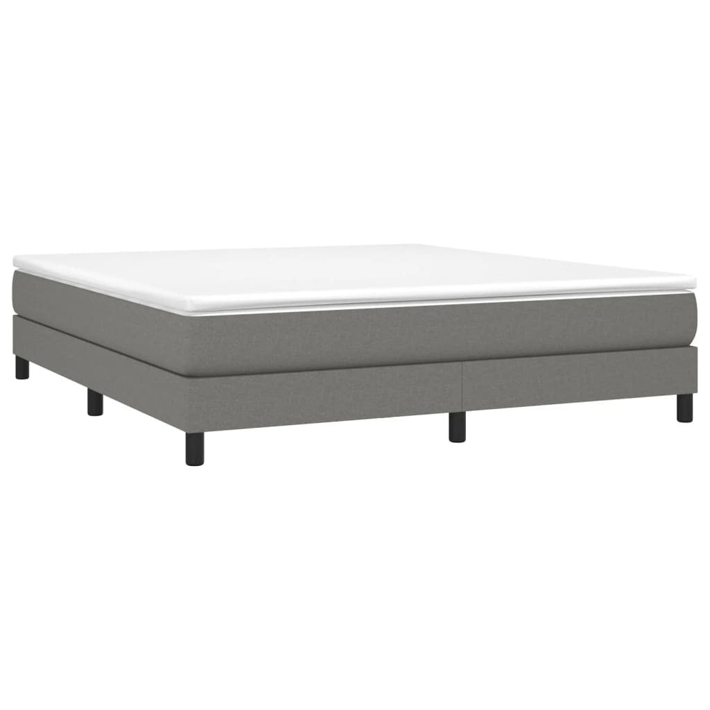 Box Spring Bed Frame Dark Gray King Fabric (US Only)