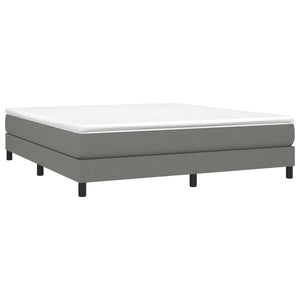 Box Spring Bed Frame Dark Gray King Fabric (US Only)