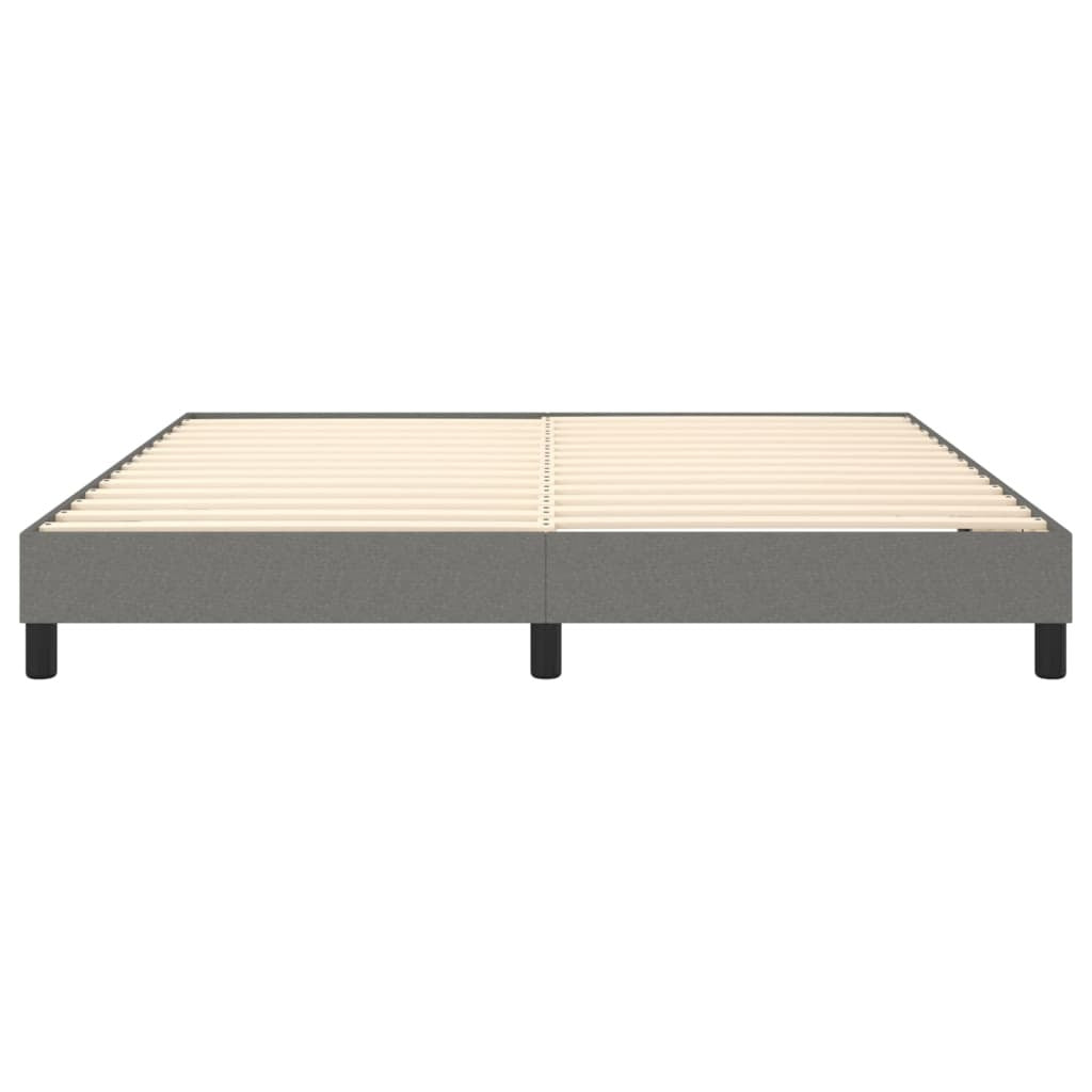 Box Spring Bed Frame Dark Gray King Fabric (US Only)