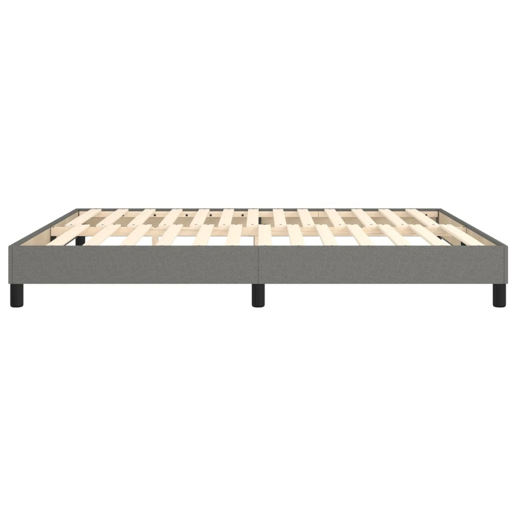 Box Spring Bed Frame Dark Gray King Fabric (US Only)