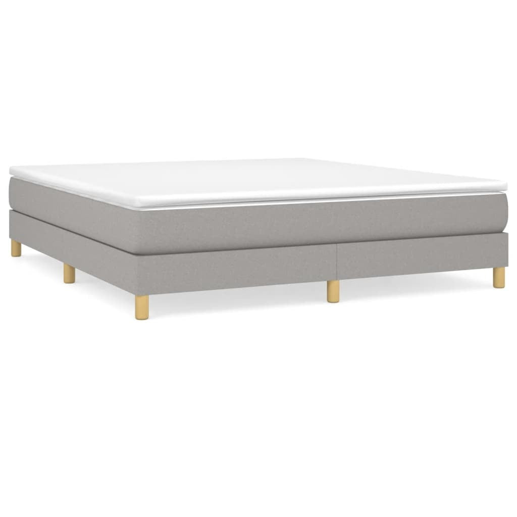 Box Spring Bed Frame Light Gray King Fabric (US Only)