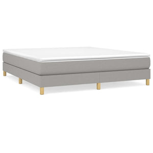 Box Spring Bed Frame Light Gray King Fabric (US Only)
