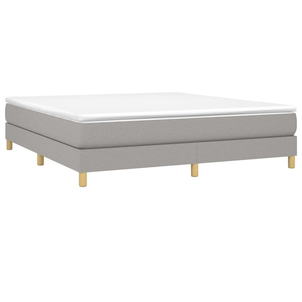 Box Spring Bed Frame Light Gray King Fabric (US Only)