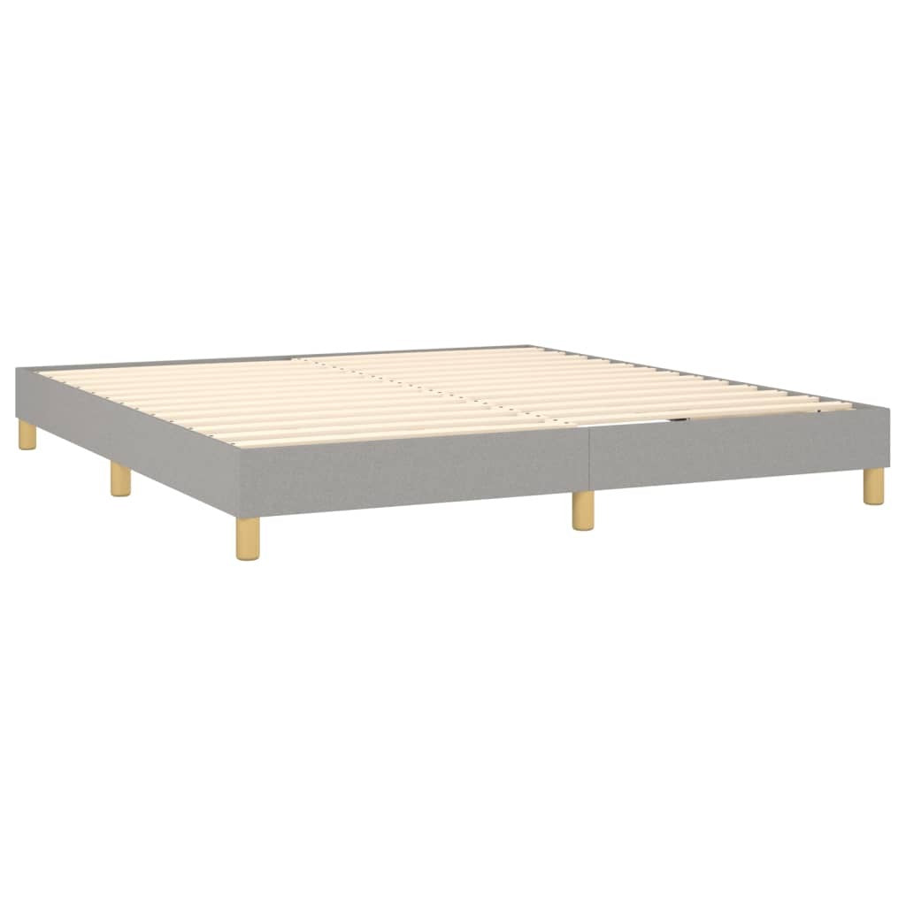 Box Spring Bed Frame Light Gray King Fabric (US Only)