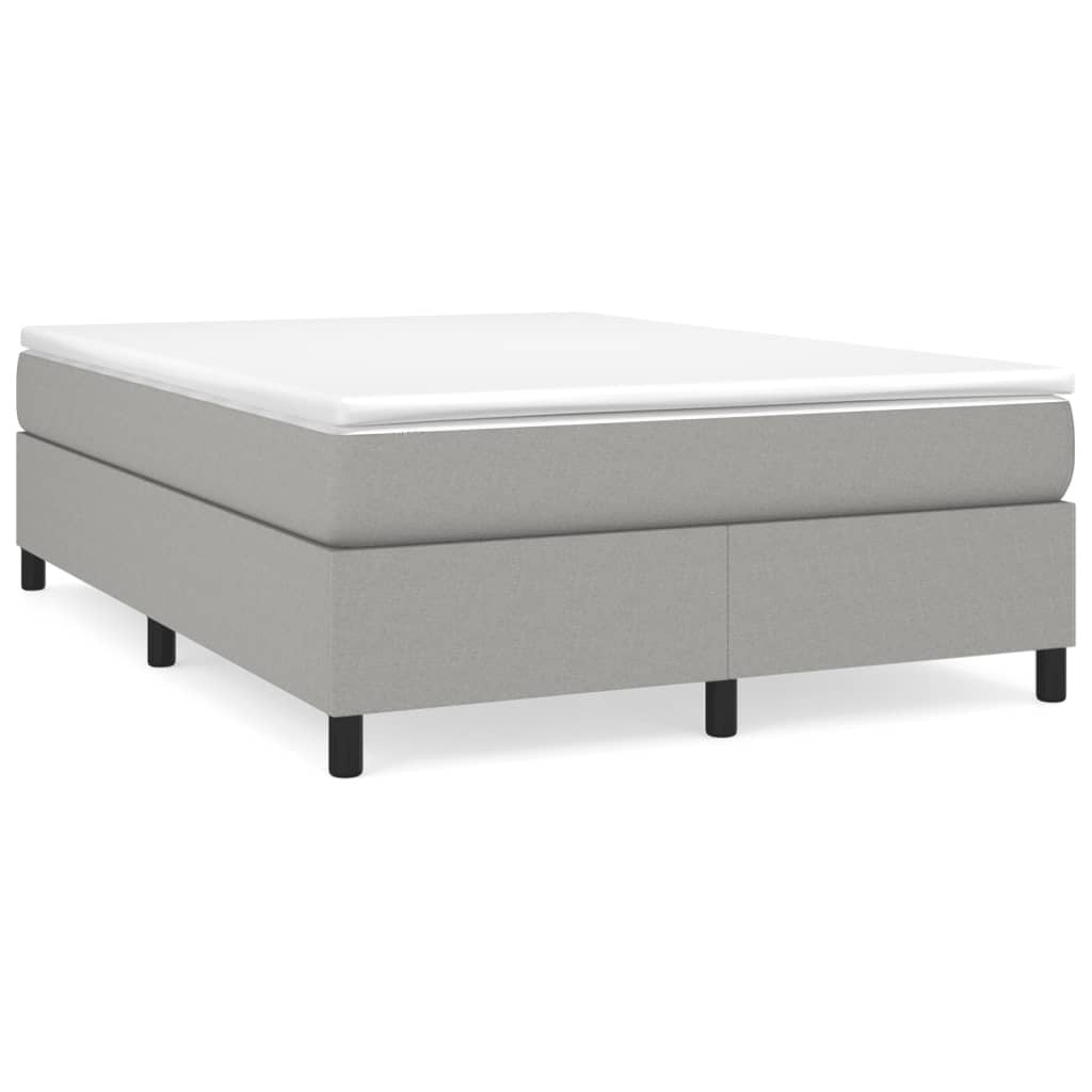 Box Spring Bed Frame Light Gray Queen Fabric (US Only)