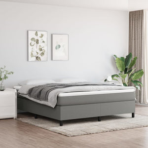 Box Spring Bed Frame Dark Gray King Fabric (US Only)