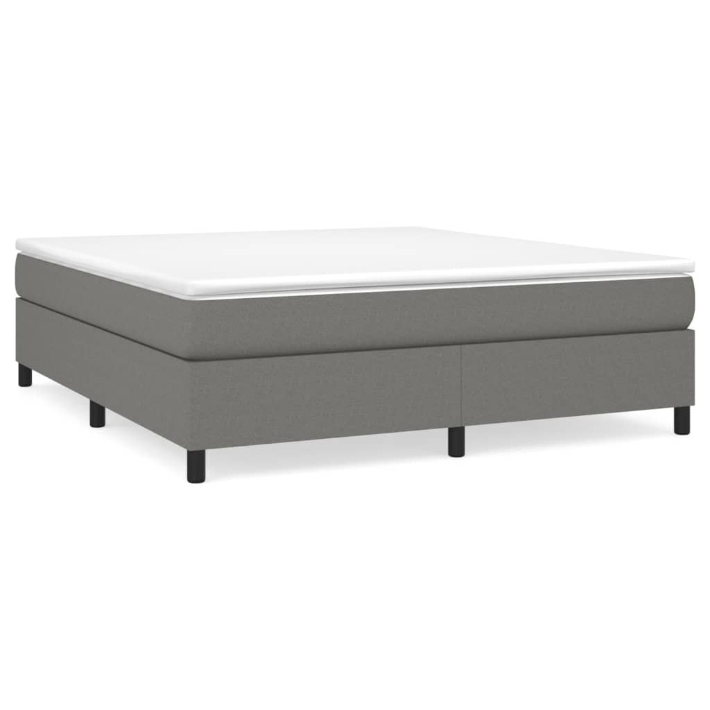 Box Spring Bed Frame Dark Gray King Fabric (US Only)
