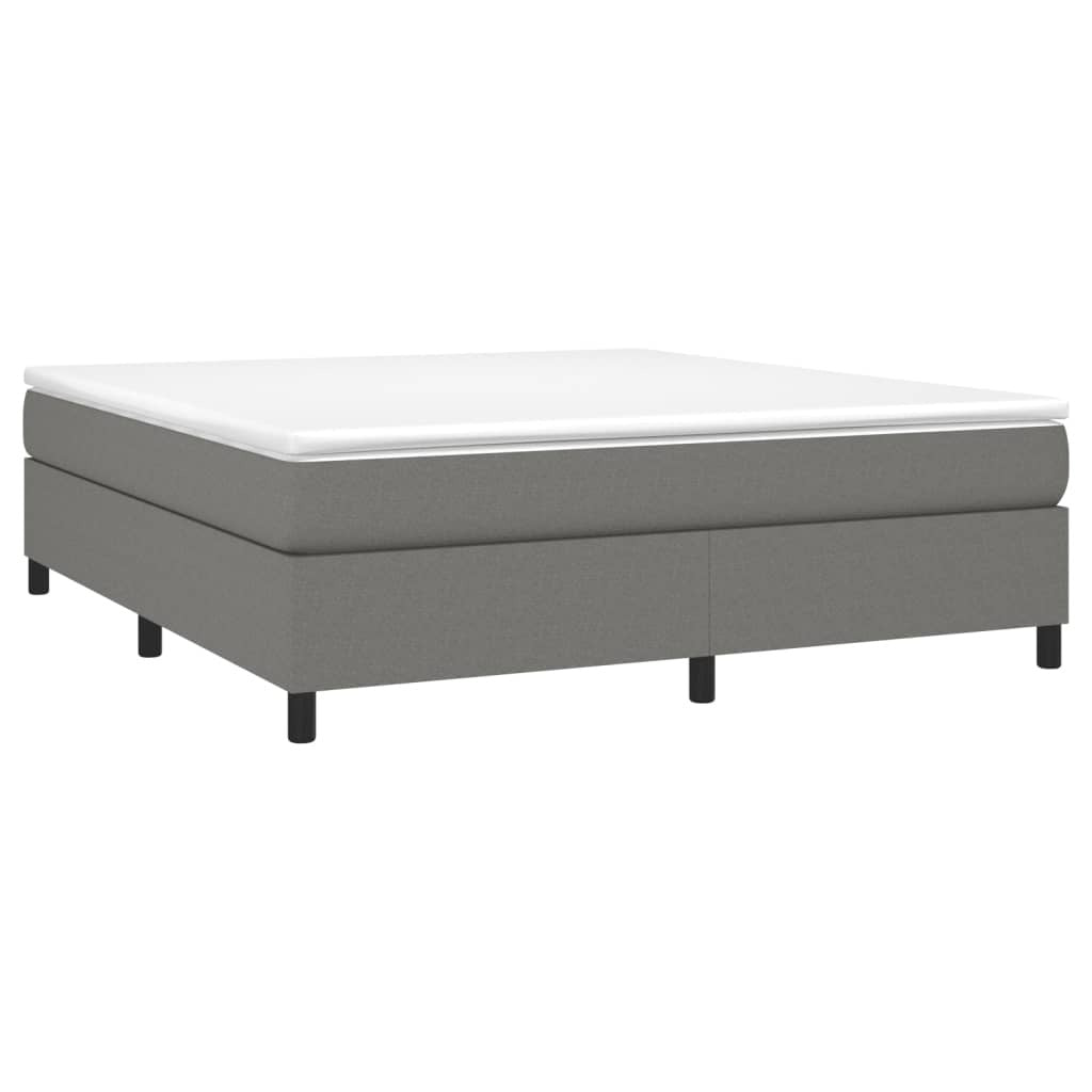 Box Spring Bed Frame Dark Gray King Fabric (US Only)