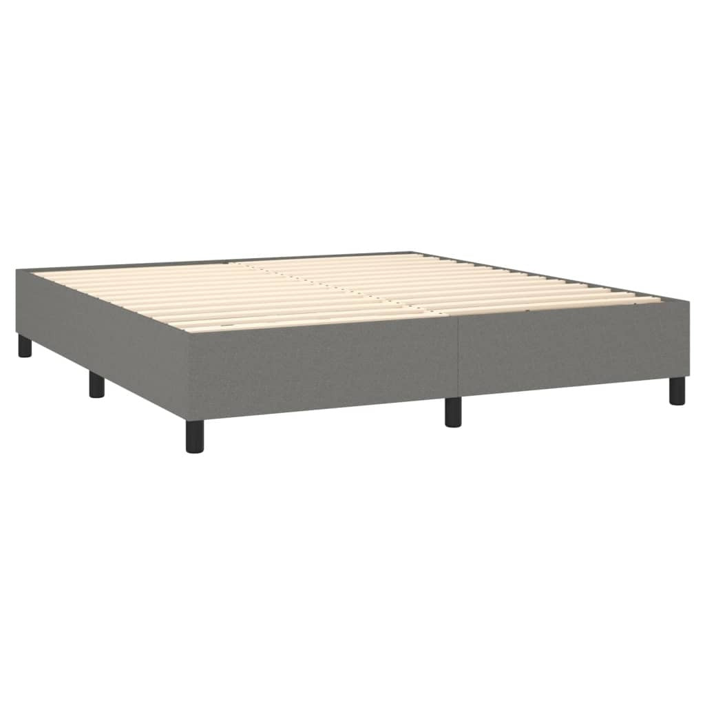 Box Spring Bed Frame Dark Gray King Fabric (US Only)