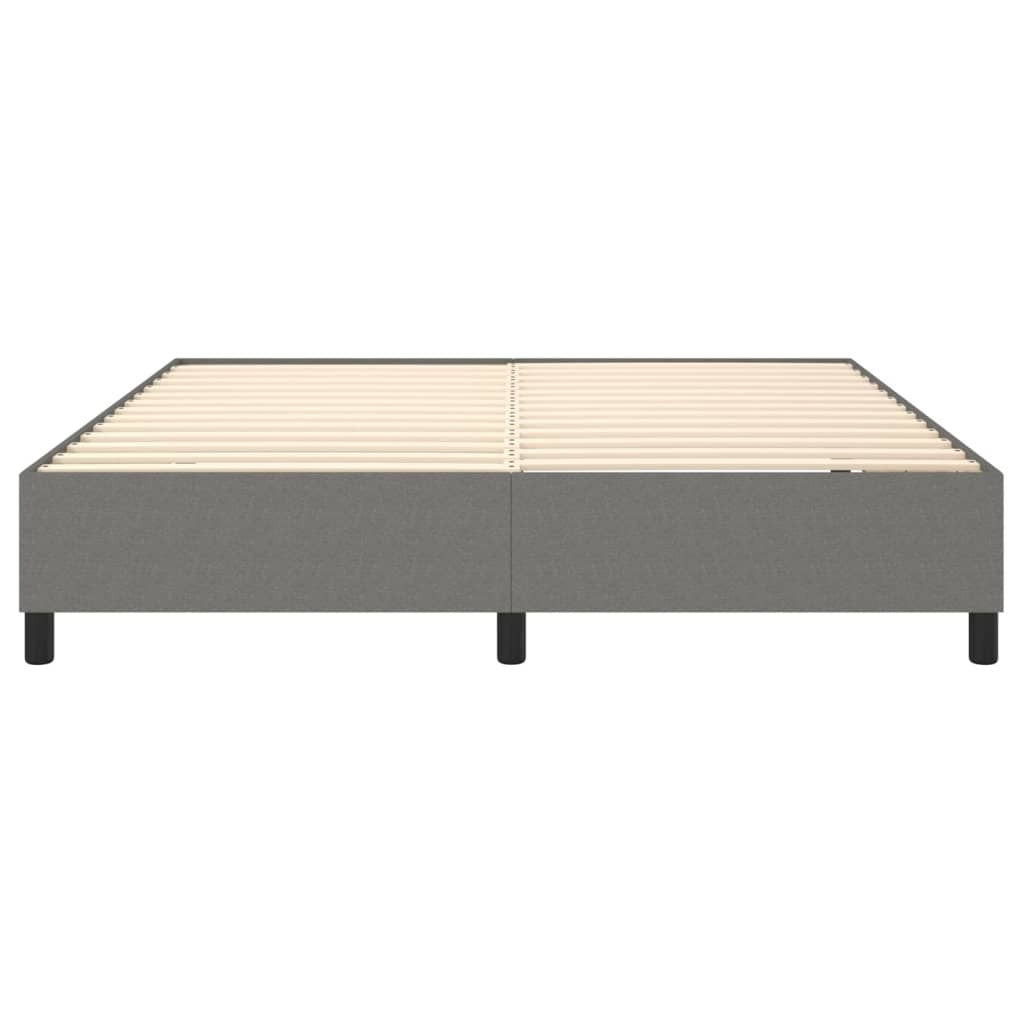 Box Spring Bed Frame Dark Gray King Fabric (US Only)