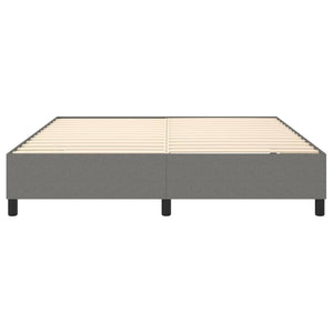 Box Spring Bed Frame Dark Gray King Fabric (US Only)